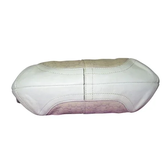 Coach 2003 Cream & White Canvas and Leather Signature Demi Baguette Shoulder Bag - Picture 5 of 12